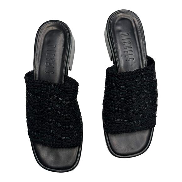 Nickels 90's Vintage Black Raffia Slide  Mules Size 6 - Picture 1 of 12